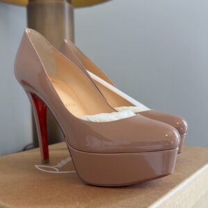 Christian Louboutin Bianca 120 Patent calf Pumps Nude Heels 35.5 NEW!-In Box .